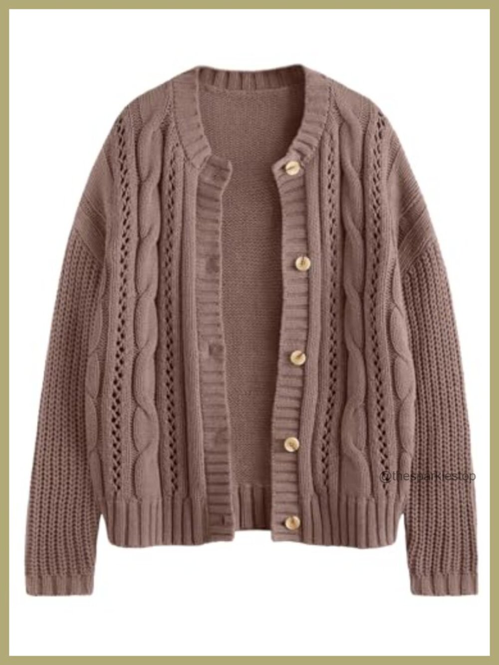Women Cable Knit Button Up Cardigan Chunky Crochet Sweater Fall Winter